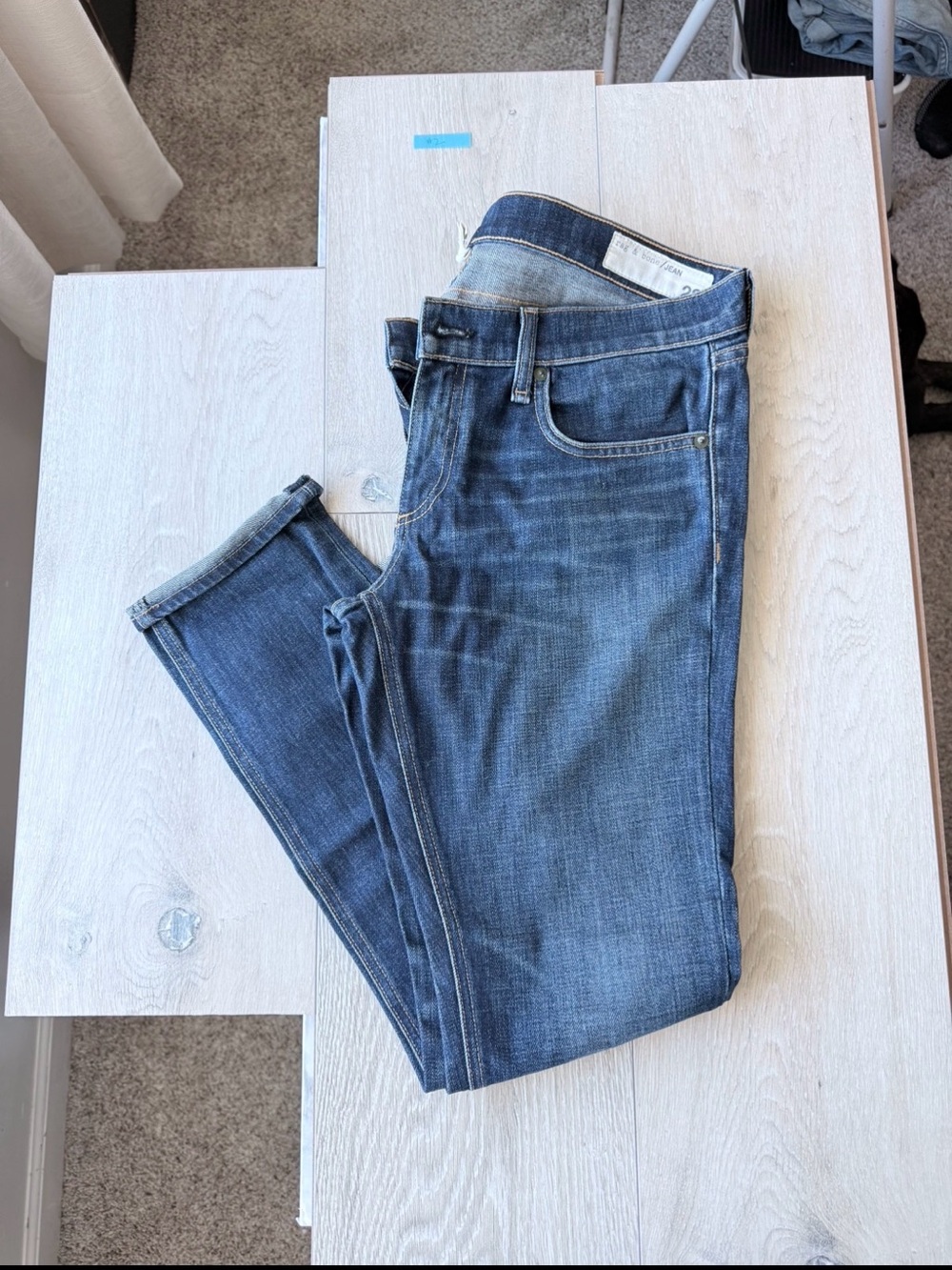 rag & bone Dark Wash Straight Jeans Size 28 Designer Denim